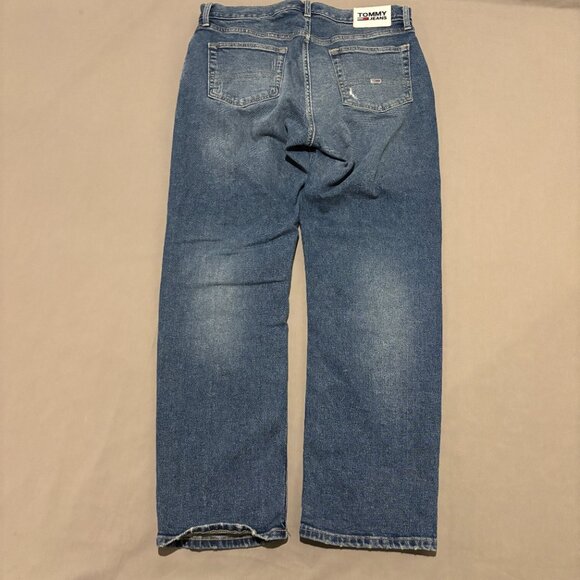Tommy Hilfiger Jeans 34x29 Blue Straight Leg Distressed Y2K Grunge High Rise - Picture 6 of 7